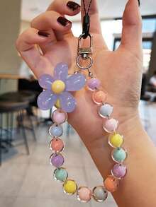 Pink Mobile Phone Lanyard, Korean Pearl Flower Decoration, Key Chain Key Chain Bag Pendant Bag Pendant Bag Ornaments Chain Bag Hanging Ornaments, Suitable For Mobile Phones, Bags, Key Chains, Etc. Suitable For Girls, Women, College Students, New Employees, White-Collar Women Gift Accessories Decoration. Car Pendants, Women'S Key Chains, Key Pendants,