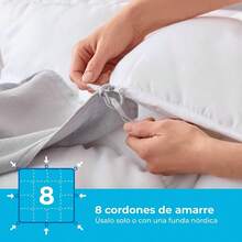 - Edredn Acolchado de Plumn Alternativo - - Microfibra Suave e Hipoalergnica - salo o con Funda - Reversible - Toda Estacin - Blanco - Blanco + Queen - Ver 6