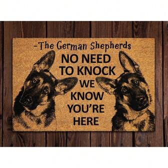 趣味德国牧羊犬欢迎地垫 - “德国牧羊犬知道你来了” 无纺布橡胶底垫，适用于家庭、厨房或卧室 - 仅限手洗 - 爱狗人士的完美之选，趣味迎宾地垫，可用作前门或厨房地毯
