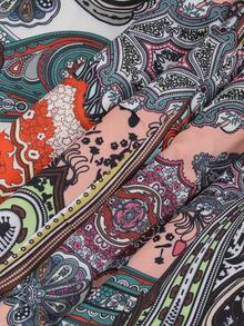 Plus 女士花卉印花露肩休闲褶饰蕾丝长袖衬衫 - 綠色 - 查看 5