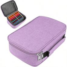 PUBAMALL Estuche de lpices con cremallera de alta capacidad, 72 ranuras Multifuncional Bolgrafos de gran capacidad Porta fundas con 2 fundas extrables Prpura - Púrpura - Ver 2