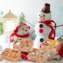 Cutie cadou de Crăciun pentru fursecuri, 12/24 buc, cu fereastră, forme mari de copt rezistente la ulei, în stil brutărie, cu imprimeu de turtă dulce și om de zăpadă, potrivită pentru petrecerea de Crăciun, nunta, ziua de naștere