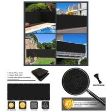 Balcony Privacy Screen Fence Cover 3'x16' HDPE Shade Mesh Fabric With Ties, 90 Visibility Block, Wind Patio, Deck, Porch, Pool, Backyard, Apartments Railing - 3x10英尺+黑色 - 查看 1