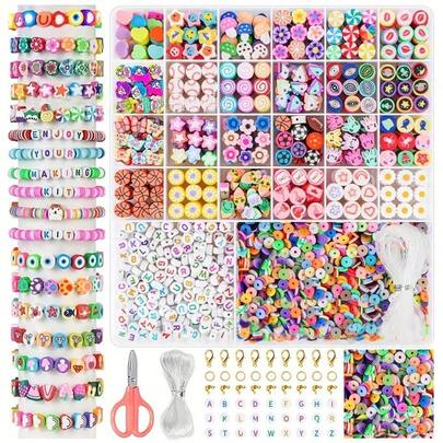 1 Caixa 26 Peças Acessórios Fofos de Argila, Conjunto de Encantos de Letras, Kit de Fabricação de Pulseiras e Joias DIY