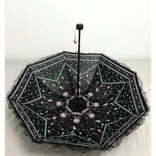 Sombrilla de encaje clsico gtico paraguas proteccin bruja cosplay sesin de fotos accesorios decoracin de, Negro2, Mediano, Clsico - Negro2 - Ver 9