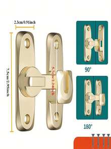 重型谷仓门锁 - 无需钻孔安装，90/180 度锌合金折叠锁，适用于滑动门、橱柜、谷仓、车库 - 易于安装，适用于家庭和商业用途的安全门锁 - 彩色 - 查看 6