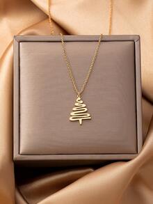 1 Pc Minimalist Christmas Tree Snowflake Pendant Necklace For Women, 2025 Winter Themed Xmas Reindeer Jingle Bells Charm Necklaces, Holiday Festive Jewelry Gift For Her