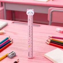 1 pieza Adorable regla de 15 cm con pompones, regla linda con línea de onda con 4 opciones de estilo (Regla con pompones rosa, Regla con pompones caqui, Regla con pompones negra, Regla con pompones beige)