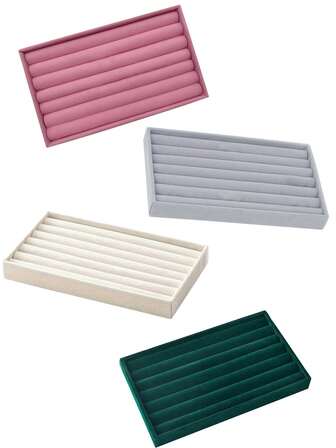 1–4 lyxiga smyckesdisplaybrickor i sammet, elegant stapelbar smyckesorganisatör för ringar, örhängen och halsband, perfekt för julklappar, strandglamorösa presenter, badrumschic, sovrumsinredning, rymlig förvaringslösning för alla dina värdefulla accessoarer, perfekt för speciella tillfällen och vardagsbruk, förbättra din smyckessamling med stil och funktionalitet