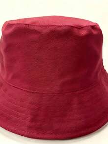 1pc Unisex Solid Color Bucket Hat, Versatile Fisherman Hat Suitable For Outdoor Casual Sun Protection, DIY Solid Color Flat Top Bucket Hat - Solid Color - View 7