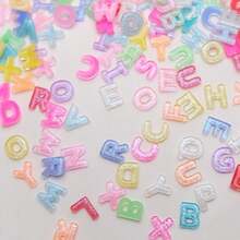100/200pcs Letter Nail Art Charms Random Candy Color Letter Resin Nail Rhinestones Kawaii Mini Flatback Alphabet ,Summer Flatback Alphabet Nail Gems,For Women DIY Craft Nail Supplies - 100PC - 查看 5