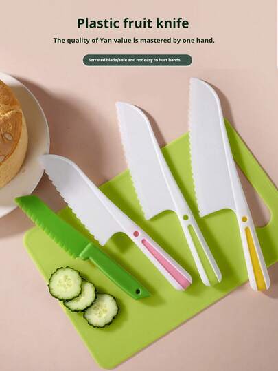1/4 Pcs Plastic Fruit Knife, Outdoor Camping And Hiking Cooking Tool, For Hands, Baking Knife, Potato Cutter, Paring Knife, Kindergarten-Specific Plastic Fruit Knife, Bread Knife, Cake Knife Set, Kitchen Knife Set, Kindergarten Early Education Tableware Play House Toys