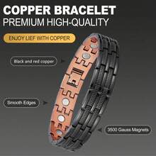 Upgraded Double Row Magnetic Cross Pendant Bracelet, Retro Plated Copper Color, Unisex Jewelry, Adjustable Length, Black Surface Copper Base With Magnetic Bottom, Christmas & Valentine's Day Gift For Family And Friends - Gun Black - View 2