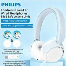 PHILIPS TAK2000 Over-Ear Children's Hearing, Primary School Online Class Learning, Low Decibel Protection Wired Headphones With Headsets, Daily Learning Supplies, Other Stationery, Game Headphones, Office Education, Online Class Learning