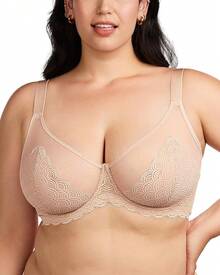 HSIA Minimizer Bras Women Large Bust Full Coverage Lace Plus Size Bra - Scales - Baby Pink - View 12