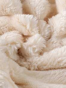 2pcs Baby Girls Elegant Beige Furry Jacket + Dress Set, Autumn/Winter