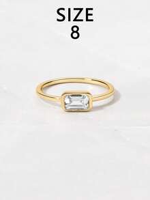 1pc S925 Sterling Silver Rectangular Zirconia Casual Elegant Ring, Versatile Jewelry Gift For Women, Suitable For Daily Wear, Parties And Festivals