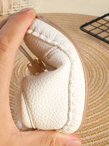 1 Pair Boys' Solid Color PU Elastic Band Design Flat Bottom Plush Lining Casual Sneakers, Suitable For Winter