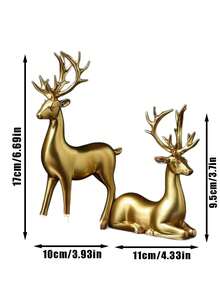 2pcs Christmas Prosperity Deer Decor, Luxury Creative Ornaments For Wine Cabinet, Living Room, Office Desk, Housewarming Gift - Multicolor - View 7