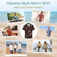 Men's Hawaiian Shirt Short Sleeve Button Down Beach Shirt Quick Dry Clothes Breathable Casual Summer Tops Dress Shirthalloween - 骷髏花玫瑰 - 查看 11