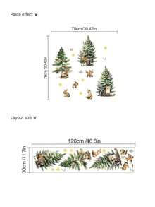 Cartoon Fox, Hedgehog, Pine Tree Wall Decals, Decorative Wall Stickers For Kids Room, Nursery, PVC Removable Wall Arts, Posters, Animals