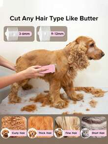 PETSIN 狗毛剪宠物美容套装，专业猫咪幼犬美容剪毛机电动剪毛器，低噪音无线狗狗修剪器，适用于小型和大型宠物，猫咪剃毛器，狗剃刀，静音可水洗USB充电无线狗狗美容套装 - 彩色 - 查看 6
