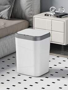12L大容量智能垃圾桶，静音运行，电池供电（不含电池），矩形塑料垃圾桶，适用于客厅、浴室、卧室、厨房 - 室内/室外使用，厨房垃圾桶