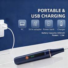 1件装Type-C充电式牙菌斑去除器/牙齿清洁器 - 去除污渍、牙垢和牙结石。这款牙科工具具有5种可调模式和4个可更换清洁头，适合居家/宿舍日常牙齿清洁，是送给伴侣的完美礼物！