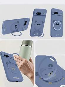 Cute Panda Phone Case With Stand Compatible With Pixel 6, 6 Pro, 7, 7 Pro, 7A, 8, 8 Pro, 8A, 9, 9 Pro, 9A, 10, 10 Pro, Galaxy S21, S22, S23, S24 Plus, S25, 15, 16, 17, 17 Pro Max, 12, 13, 14 - Black Panda - View 2