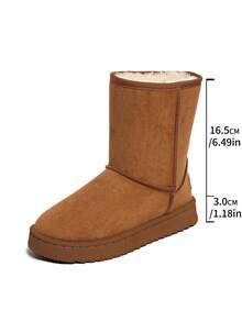 1 par de botas de nieve forradas térmicas de color marrón para niñas, con forro suave y cálido, adecuadas para adolescentes, cálidas y cómodas para uso en interiores/exteriores (se recomienda pedir una talla talla grande grande ya que es pequeña), botas cortas de estilo universitario forradas térmicamente de moda para otoño/invierno, botas de nieve cortas de media pantorrilla forradas térmicamente y cómodas