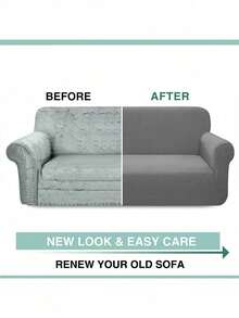 1件纯色牛奶丝弹力沙发套，现代四季通用全包式沙发套，宠物友好型可机洗沙发保护套，宠物友好型家居装饰，适用于单人、双人、三人、四人沙发 - 孔雀藍 - 查看 6