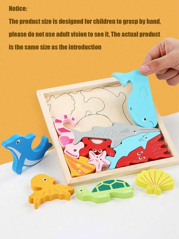 3D Wooden Jigsaw Puzzles For Kids - Ocean, Dinosaur, Farm, Transportation - Wooden Toy Educational Blocks Gift Set, Perfect Learning/Birthday/Halloween/Thanksgiving/Christmas Gifts For Girls And Boys