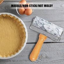 Rodillo de repostera de mrmol con superficie lisa, antiadherente y verstil, con de madera de haya y acero inoxidable, para hornear galletas, pizza, tartas y ms - (Textura 1) - Ver 6
