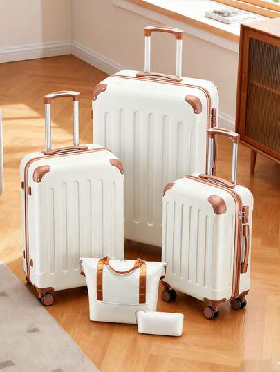 Luggage Sets 5 Piece,Hardside Suitcase With Wheels - Spinner Wheels, TSA Lock, Includes Toiletry Bag For Family Travel Luggage Case Trolley Suitcase Spinner Suitcase Travel Luggage Travel Suitcase Hardshell Suitcase Suitcase Luggage Carry-On Suitcase Travel Essentials For Men For Women For Vacation For Business Large Capacity Travel Essential Travel Accessories Travel Organizer Travel Stuff