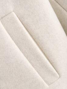 女士时尚简约百搭通勤拉链羊毛大衣 - 米色 - 查看 8