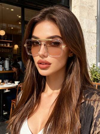 1 件方形时尚金属眼镜复古个性化百搭男女眼镜适合日常佩戴、街头摄影、度假旅行、沙滩配饰