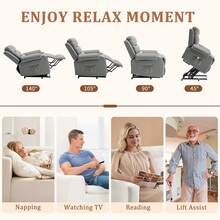KORSER Power Lift Recliner Chair For Elderly, Reclining Chair For Adults, Small Recliner With Assist For Seniors, Electric Single Lift Sofa With Memory Function For Living Room Reading Room, Linen Fabric - US A Type Plug(110-127V) - View 5