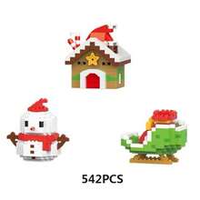 Set de 3 pequeños regalos navideños, que incluye Papá Noel, muñeco de nieve, árbol de Navidad, tren, trineo de renos, campanas, calcetines, juguetes de bloques de construcción, decoraciones navideñas - Multicolor - Ver 7