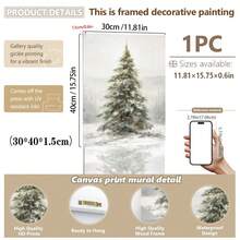 1 件，帆布墙画，带框墙面装饰，复古圣诞老人和圣诞树艺术品，非常适合客厅、卧室或入口处的节日墙面装饰，节日礼物创意，冬季装饰，圣诞节家居装饰，圣诞节