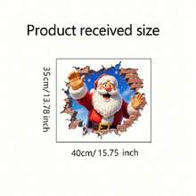 ملصق حائط زخرفي لعيد الميلاد قطعة واحدة، ملصق تأثير جدار مكسور 3D لسانتا كلوز، ملصق جداري ذاتي اللصق من البي في سي، مناسب لغرفة المعيشة والنوم والمدخل وديكور حفلة عيد الميلاد