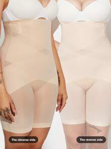 1 pieza Corsé moldeador de cintura de látex para mujer de talla grande, moldeador corporal de cintura alta con control de abdomen - Albaricoque - Ver 8