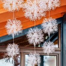 20pcs Artificial Snow Flakes, Christmas Tree Hanging Decorations, Ramadan Decorations, 3D Snowflake Party Background Decor, Hanging Snowflake Tassels, Suitable For Christmas Theme Party/Eid And Ramadan Gifts/Holiday And New Year Celebrations, Home Party Decor, No Power Required - White - View 6