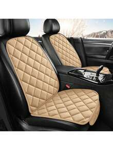 Easypie Selection 6 Colors Plush Car Seat Cushion (1 Seat Cushion + 1 Backrest) - Suitable For Front Single Seat In Winter, Herringbone Grid Design, Easy To Grip, Universal Fit For Sedans And SUVs (Black/Purple/Gray/Brown/Red/Beige)