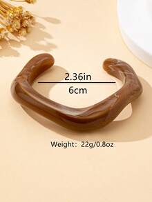 1 pieza Pulsera de mujer, pulsera asimétrica abierta de resina de moda, adecuada para uso diario y vacaciones - Marrón - Ver 6