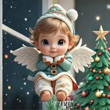 1/4 pièces Pendentif ange en acrylique, accessoires de voiture, ornements de Noël pour la maison des femmes, décorations d'arbre de Noël, fournitures de fête amusantes pour les vacances