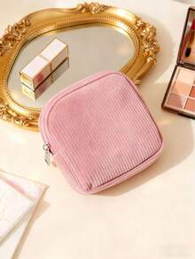 多色卫生巾收纳袋，粉色卫生巾收纳袋，便携式收纳袋，大容量简约风格，可收纳卫生巾、护垫和卫生棉条，女生必备，外出必备，条纹化妆包，旅行学习用品，旅行必备化妆包，度假必备化妆包