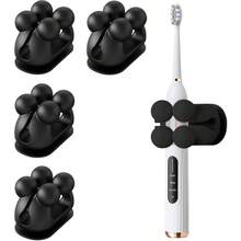 2024 Actualice el Soporte para cepillos de Dientes elctrico en la Pared, Gancho multifuncin de Silicona sper pegajoso para Usar en maquinillas de Afeitar baos 4 Piezas, Negro - 4 piezas negras - Ver 2