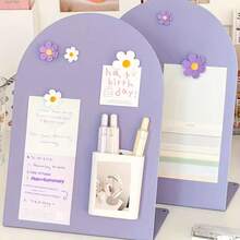 4 件/1 套板 + 3 个花磁铁，磁性留言板办公室桌面白板家庭备忘录提醒入口注释，双面动漫桌面冰箱 meme 垫，立式徽章卡展示金属小 - 彩色 - 查看 9