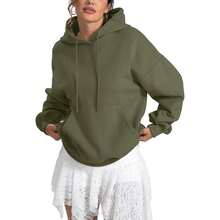 Women Fleece Hoodies With Pocket Oversized Hooded Sweatshirts  Pullover Long Sleeve Top Fall Outfits - Army Green - View 2