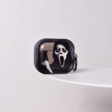 1 件锋利刀锋面具，恶魔恐怖万圣节服装，有趣的恶作剧礼物，男女通用情侣风格，INS 欧美休闲装，简约创意半透明黑色 3D 框架造型带环扣，兼容 1/2/3/Pro/Pro2 耳机盒 - 彩色 - 查看 6